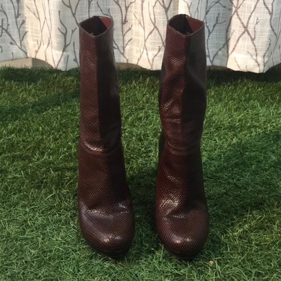 Cole Haan snake skin leather heeled boot - Picture 2 of 8